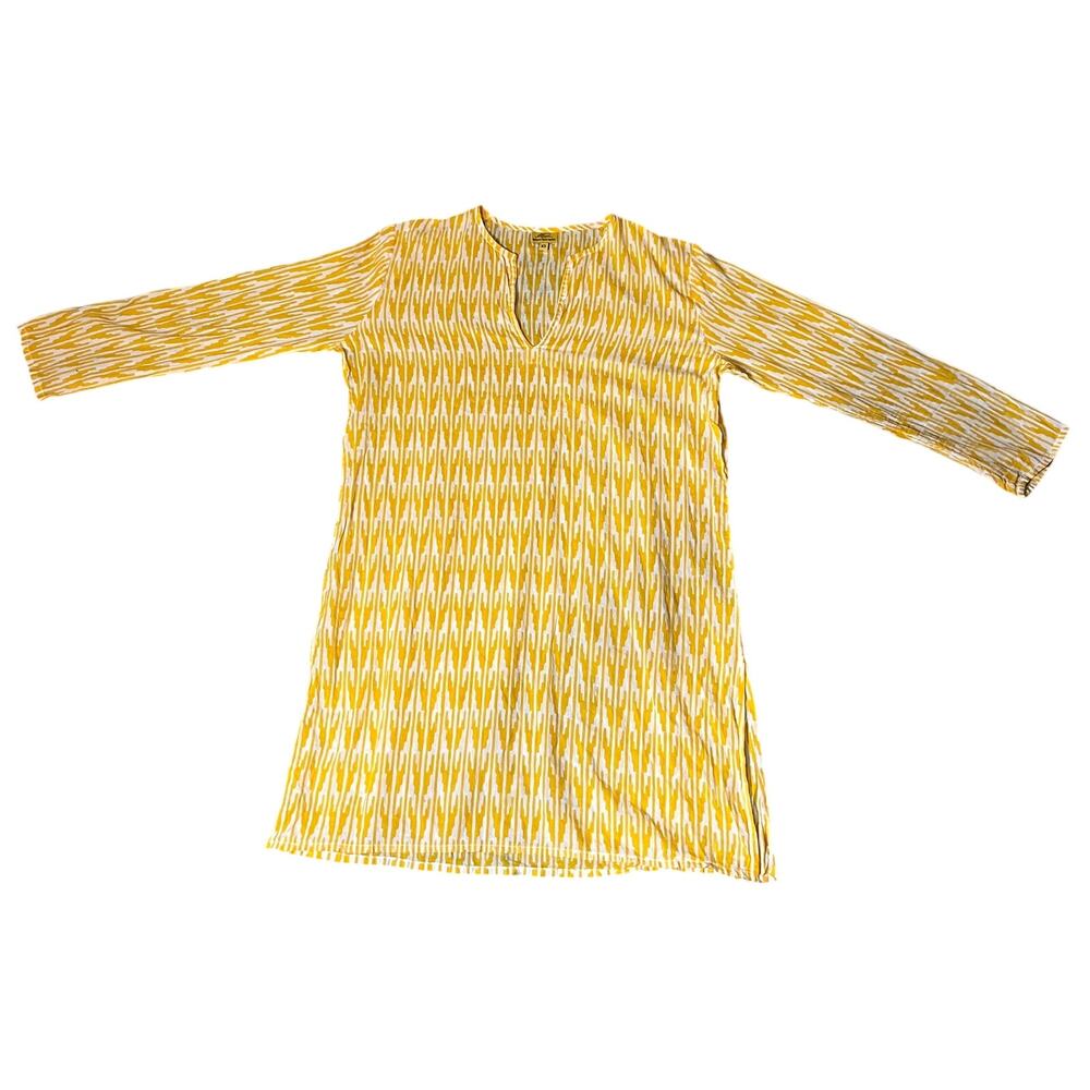 Roberta Roller Rabbit Yellow White Tunic 100% Cotton Size XS Boho Resort Wear‎